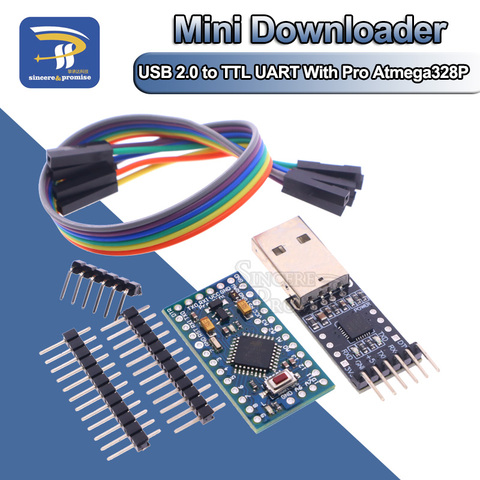 1 шт., 6pin CP2102 USB 2,0 для TTL UART модуля + 1 шт. Pro Mini Модуль Atmega328 5 в 16 м для Arduino, совместимый с Nano ► Фото 1/6