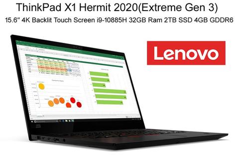 Ноутбук Lenovo ThinkPad X1 Gen 3 Hermit 2022 с i9-10885H 5,3 ГГц 32 Гб ОЗУ 2 ТБ SSD 15,6 дюйма 4K Touch GTX 1650Ti GDDR6 ► Фото 1/6