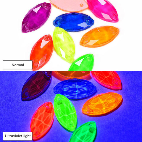 Цветные стразы «конский глаз», Пришивные флуоресцентные стразы для шитья со стеклянными листьями, блестящие флуоресцентные стразы B3883 ► Фото 1/6