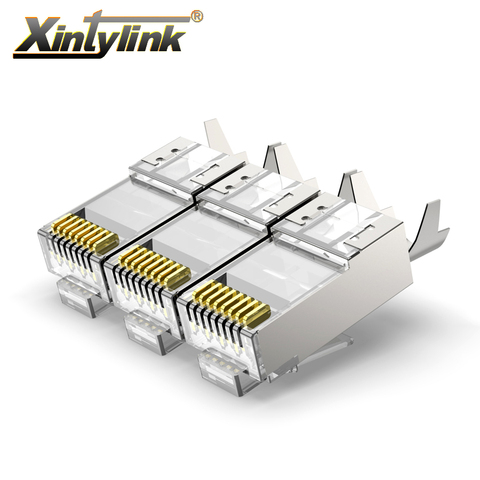 Xintylink CAT7 rj45 разъем rj rg45 ethernet Кабельный штекер CAT6A 8P8C FTP stp экранированный cat.6a cat.7 сеть sftp lan 10/50/100 шт. ► Фото 1/6