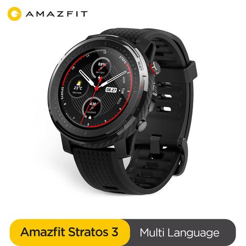 Смарт-часы Amazfit Stratos 3, GPS, 5ATM, музыка, пульсометр, два ядра, внутреннее хранилище для Android, IOS, Bluetooth, мужские часы ► Фото 1/6