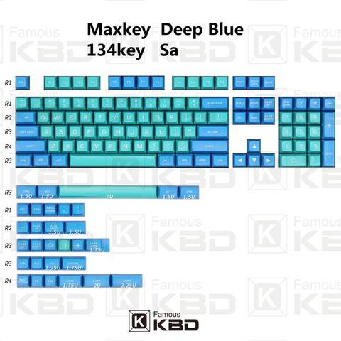 Maxkey SA темно-синяя клавиатура с 134 клавишами с двойным впрыском высоты вишни подходит для большинства механических клавиатур ► Фото 1/6