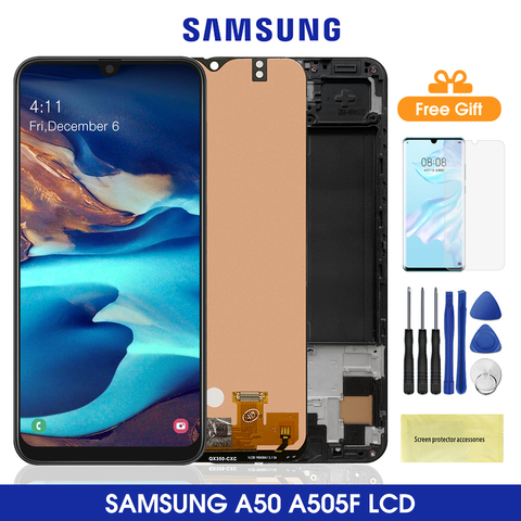 ЖК-дисплей A505 для Samsung Galaxy A50 A505, ЖК-дисплей, сенсорный экран, дигитайзер в сборе для Samsung A505 SM-A505FN/DS A505F/DS Lcds ► Фото 1/6