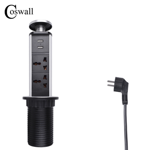 COSWALL PULL POP UP 2 универсальная розетка питания 2 usb-порта для зарядки кухонные настольные розетки выдвижные столешницы Столешница штепсельная в... ► Фото 1/3