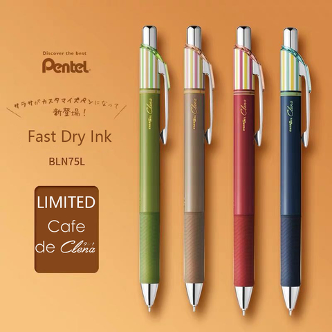 Винтажный выпуск! Японская гелевая ручка Pentel EnerGel Cafe De Clena 0,5 мм с черными чернилами, быстросохнущие водонепроницаемые ручки, школьные письме... ► Фото 1/6