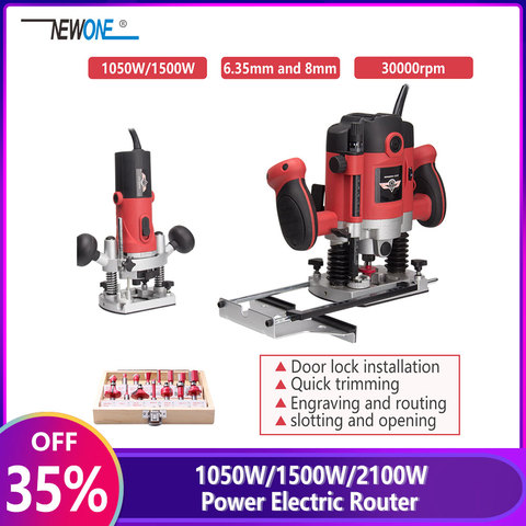 1050 Вт/1500 Вт/2100 Вт Мощный электрический роутер для деревообработки, фрезерования, гравировки, прорезания, ручной резьбы, столярных работ, эле... ► Фото 1/6