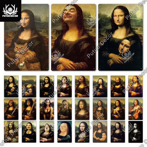 Декор Putuo, забавные винтажные металлические постеры Monalisa, ретро жестяные знаки для дома, бара, паба, клуба, мужская пещера, Настенный декор ► Фото 1/6