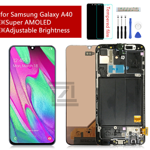 Super AMOLED для Samsung A40, ЖК-дисплей A405, дигитайзер сенсорного экрана в сборе с рамкой, сменный экран a40, запасные части ► Фото 1/6