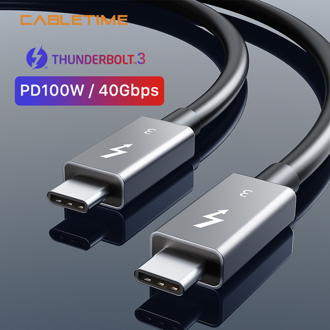 Кабель CABLETIME Thunderbolt 3, PD 100 Вт, USB 3,1 Тип C к USB C, кабель 40 Гбит/с для быстрой зарядки, кабель USB C для Samsung S10, Xiaomi N209 ► Фото 1/6