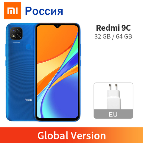 Глобальная версия Xiaomi Redmi 9C 2 Гб оперативной памяти, 32 Гб встроенной памяти/3 Гб оперативной памяти, 64 ГБ 9 C мобильный телефон 13MP тыловая камера MTK Helio G35 6,53 