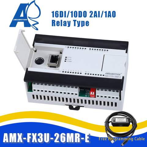 AMX-FX3U-26MR Совместимость Mitsubishi MELSEC PLC реле 2AI/1AO 16DI/10DO Ethernet MODBUS функция USB-SC09-FX Кабель для программирования ► Фото 1/6