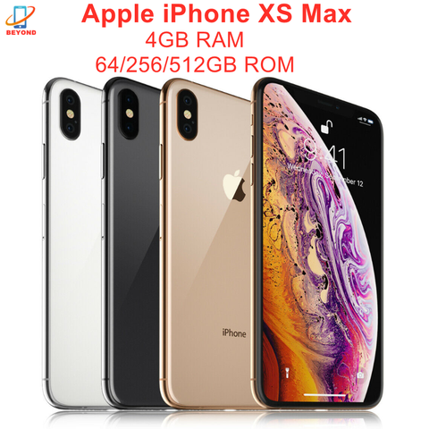 Оригинальный Смартфон Apple iPhone XS Max, 6,5 дюйма, ОЗУ 4 Гб ПЗУ 64 Гб/256 ГБ/512 ГБ, шестиядерный IOS A12 Bionic NFC LTE 4G, сотовый телефон с функцией распознавания лица ► Фото 1/5