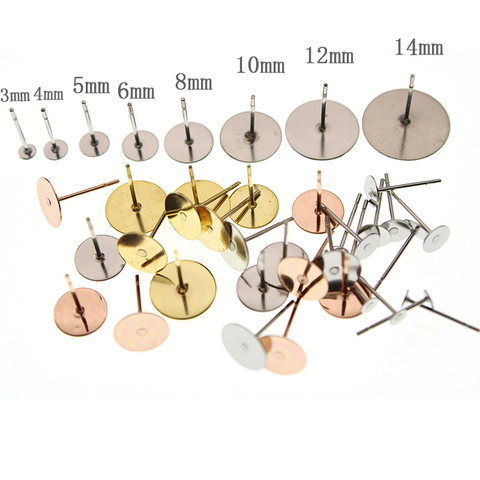 Серьги-гвоздики из нержавеющей стали под розовое золото, пустое украшение для ушей, Плоская Круглая основа, фурнитура «сделай сам», 3, 4, 5, 6, 8, ... ► Фото 1/5
