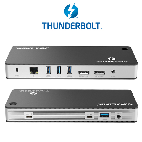 Док-станция Thunderbolt 3 USB C, 8K DisplayPort, два порта 4K @ 60 Гц, PD USB 3,0/C Gigabit Ethernet для Mac OS Windows Wavlink ► Фото 1/6