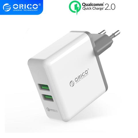 ORICO QC2.0 быстрое зарядное устройство с двумя портами настенное зарядное устройство 36 Вт мобильный телефон USB зарядное устройство адаптер для ... ► Фото 1/6