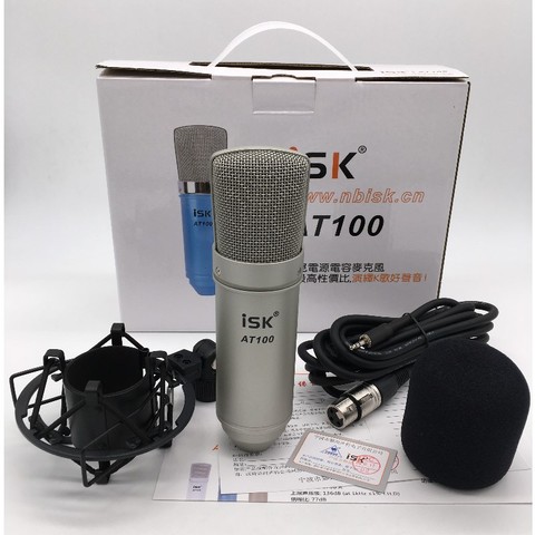 Конденсаторный микрофон ISK AT100 для студии записи, вещания, выступления на сцене, сетевого караоке, с амортизационным креплением ► Фото 1/1