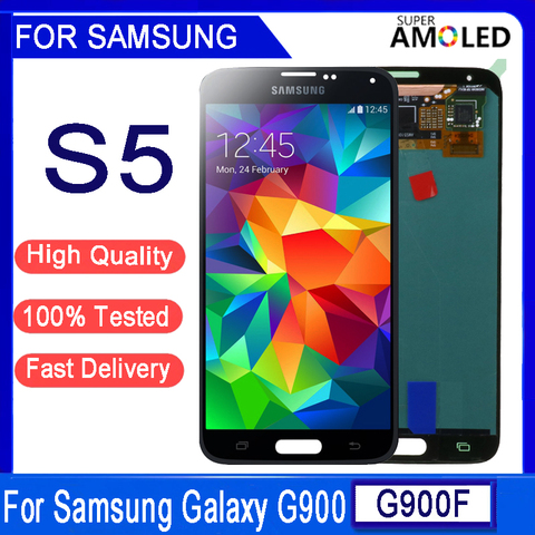 ЖК-дисплей 5,1 ''AMOLED для samsung Galaxy S5 G900 G900F G900H G900M, сенсорный экран с дигитайзером в сборе, замена, оригинал ► Фото 1/6