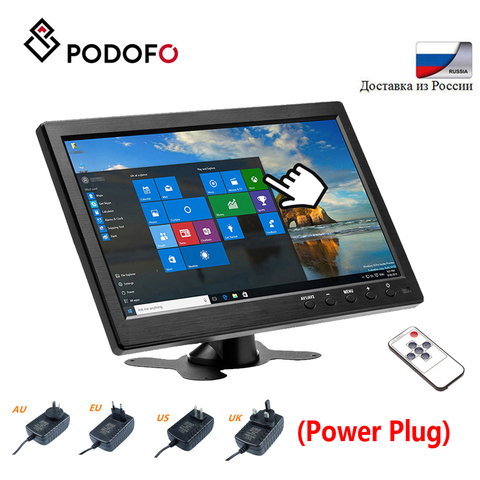 Podofo 10,1-дюймовый ЖК-монитор HD, мини-Телевизор и компьютер, цветной экран, 2-канальный видеовход, монитор безопасности с динамиком VGA HDMI ► Фото 1/6