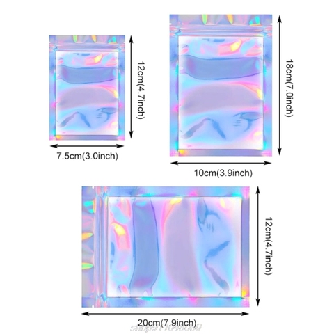 100 шт., прозрачные пакеты на молнии, голографическая сумка для хранения, упаковка для рождественских подарков, косметичка N16 20, Прямая поставка ► Фото 1/6