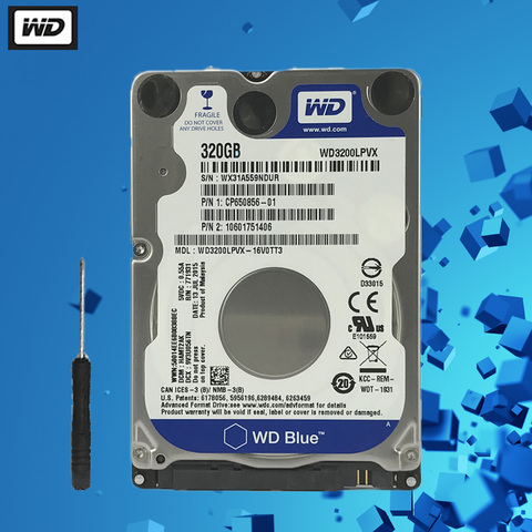 WD 320GB ноутбук жесткий диск синий диск компьютер внутренний HDD HD Жесткий диск SATA II 8 Мб кэш 5400 об/мин 2,5 