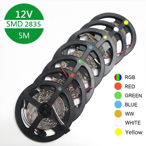 DC 12V RGB светодиодный светильник, не водонепроницаемый, 1M 2M 3M 4M 5M светодиодный светильник, 60 Светодиодный Диодная лента s/m SMD 2835, гибкая лента RGB ► Фото 1/6