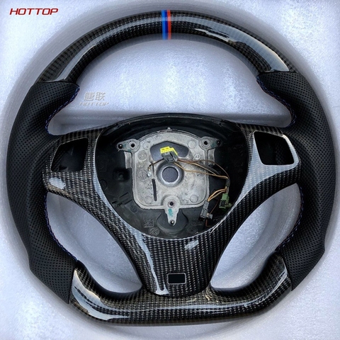 Автомобильный руль из углеродного волокна для BMW 3 E92 и кожаное рулевое колесо (сменные лопасти) ► Фото 1/6