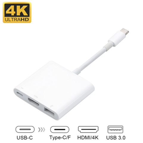 Кабель-адаптер для зарядного устройства KEBIDU USBC 3,1, USB C Type-To USB 3,0/HDMI/Type C Female, 4K 1080P, для Macbook ► Фото 1/6