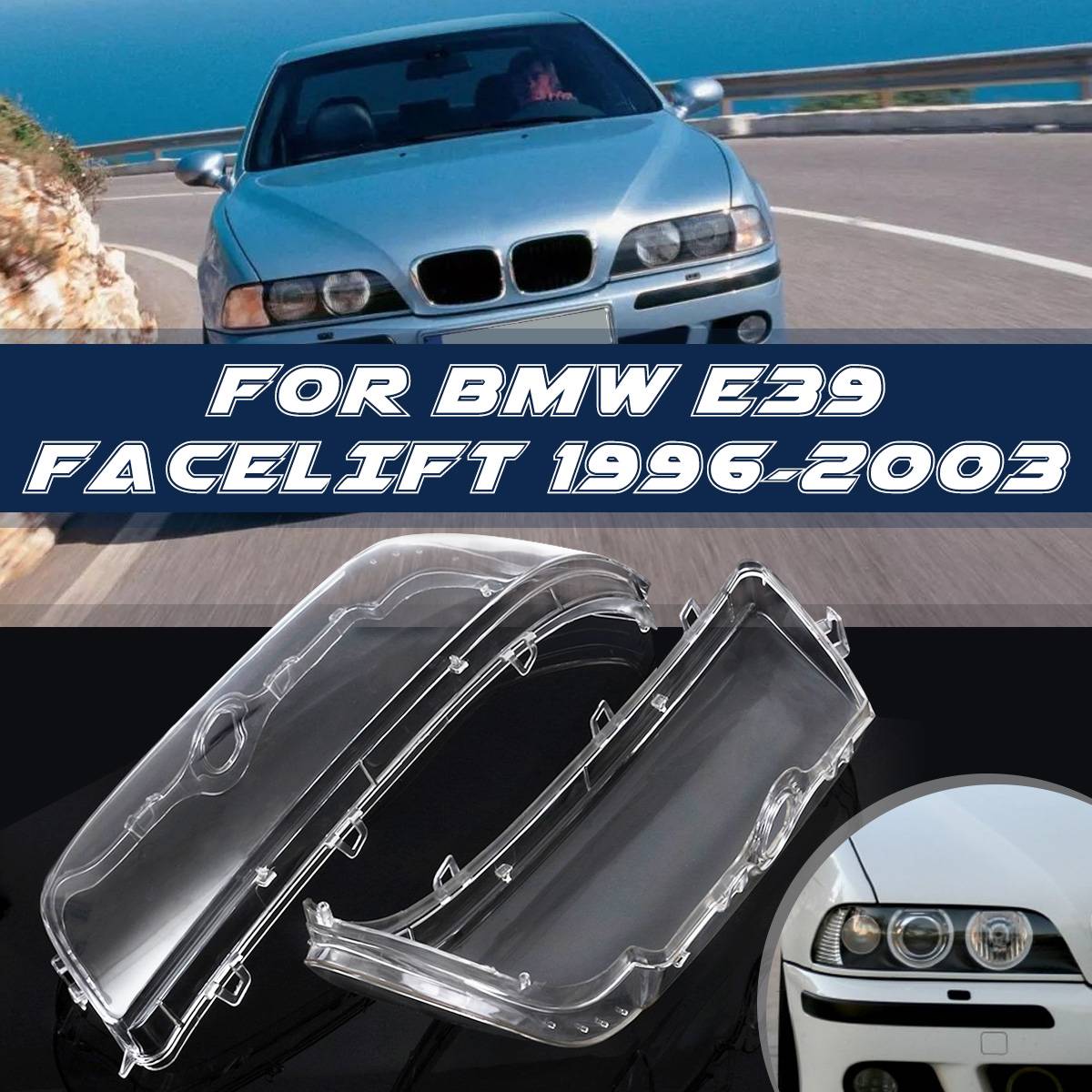 Чехол для передней фары для BMW E39 1996-2003, чехол для передней фары, стеклянные линзы для автомобиля, строительный комплект высокого качества ► Фото 1/6