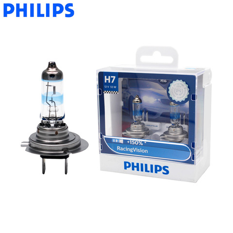 Philips H7 12V 55W Racing Vision + 150% более яркие Автомобильные фары,  Автомобильная галогенная лампа, ралли производительность ECE 12972RV S2,  пара - История цены и обзор, Продавец AliExpress - PhilipsAutolamp Store