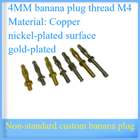 M4 нить полный медный позолоченный никелированная вилка типа банан 4 мм разъем для клемм проводов разъем провода для монтажа в панель ► Фото 1/6