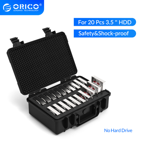 ORICO 3,5 дюймов 20 Bay HDD жесткий диск Внешняя защита чехол для хранения коробка портативный мульти-отсек воды \ пыли \ ударопрочный ► Фото 1/6