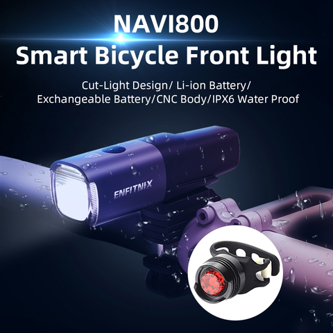 Enfitnix Navi800 велосипед светодиодный головной светильник непромокаемые умный передняя фара для велосипеда светильник с хвостом светильник зар... ► Фото 1/6