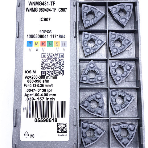 Твердый сплав WNMG080404 TF IC907/IC908 внешние токарные инструменты карбидная вставка токарный резец инструмент Iscar WNMG 080404 токарная вставка ► Фото 1/6