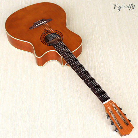 Гитара фламенко 39 дюймов, коричневая Классическая гитара с вырезом, матовая отделка, 6 струн, Классическая гитара ► Фото 1/6