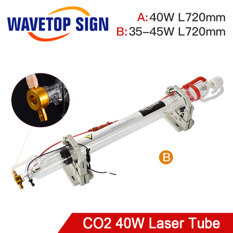 Лазерная Co2 трубка WaveTopSign 40 Вт, Модернизированная металлическая головка длиной 720 мм, диаметр 50 мм для лазерного гравировального станка CO2 ► Фото 1/6