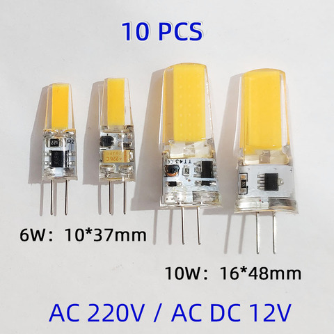 G4 светодиодный COB лампа 6 Вт 10 Вт светодиодные лампы AC DC12V 220V лампы в форме свечи силиконовые свет заменить 30 Вт 40 Вт галогеновая для Люстра-прожектор 360 Угол луча ► Фото 1/6