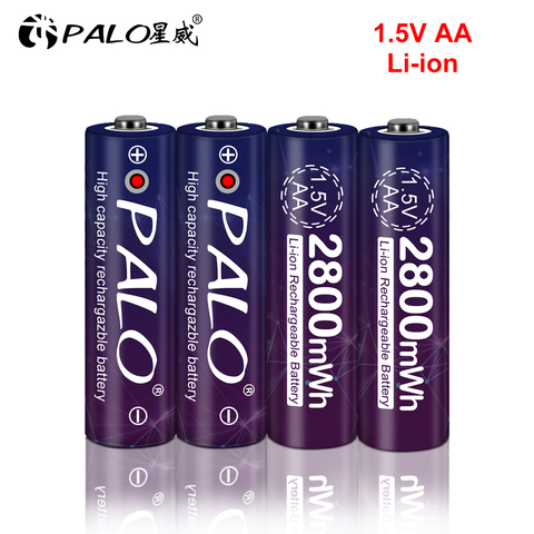 2-24 шт. 1,5 v AA перезаряжаемый аккумулятор 2800mwh 1,5 напряжения литий-ионный аккумулятор лития ионный AA 2A батареи светодиодный дисплей ► Фото 1/6