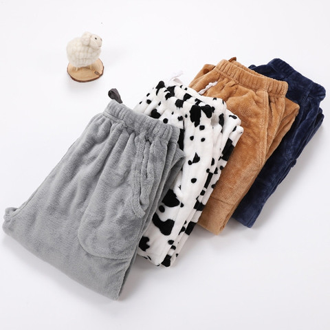 Fdfklak M-XXL, большие утепленные женские брюки, зимние Фланелевые штаны для пижам, множество стилей, одежда для отдыха для пар ► Фото 1/6