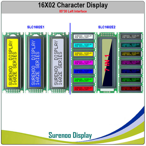 ЖК-модуль 162 16X2 1602 с левым интерфейсом, ЖК-дисплей, LCM, желтый, зеленый, синий, светодиодный, с подсветкой ► Фото 1/6