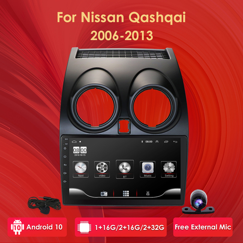 Автомобильный мультимедийный плеер 2din 4G Android 10 для Nissan Qashqai 2006 2007 2008 2009 2010 2011 2012 2013 GPS навигация автомобильный блок ► Фото 1/6