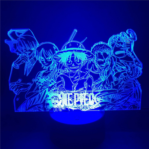Цельнокроеный ночник Luffy Sanji Zoro Nami, 3D светодиодсветодиодный иллюзионная настольная лампа, сенсорная оптическая фигурка, лампа, прикроватный... ► Фото 1/6