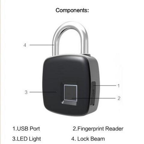Флюоресцентный замок с отпечатком пальца, водонепроницаемый Противоугонный замок для двери и багажа ► Фото 1/5