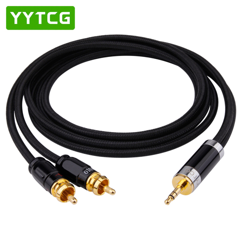 Кабель YYTCG Hi-Fi 3,5 мм на 2RCA, высококачественный медный и посеребренный 3,5 Aux на двойной RCA аудио кабель ► Фото 1/6