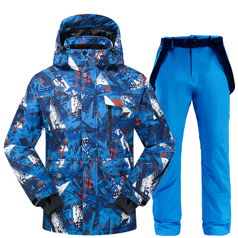 Лыжный костюм для мужчин зима 2022, термостойкая водонепроницаемая ветрозащитная одежда, зимние штаны, лыжная куртка, мужской комплект, лыжны... ► Фото 1/6