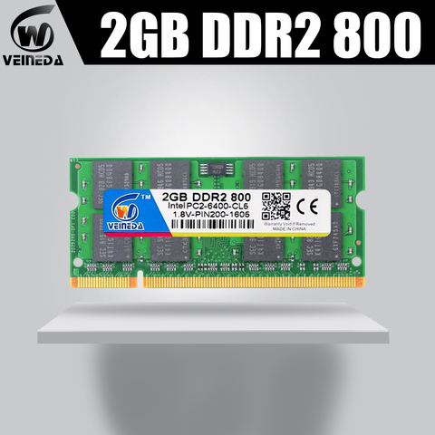 Оперативная память VEINEDA Sodimm DDR2 2 ГБ 800 МГц ddr2 ноутбук 2 Гб 667 МГц для всех Intel amd mobo ОЗУ ddr2 ноутбук 2 Гб pc533 ► Фото 1/6