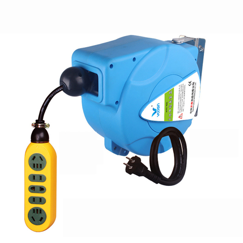 Автоматическая выдвижная катушка силового кабеля 10 м, телескопический провод 1,5 мм2, барабан для кабеля, электрический кабель, катушка питан... ► Фото 1/4