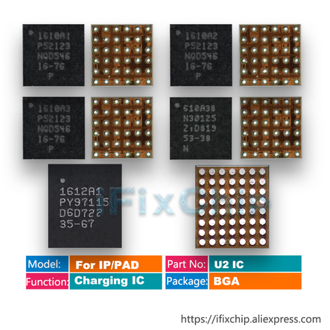 Оригинальная микросхема U2, USB-чип с интерфейсом 36A1, 610A3B, 1610A3, 1610A2, 1610A1 для iphone 11 pro max, XS, XR, X, 8, 7, 6s, 6 plus, 5s 5c, U2, IC, 1 шт. ► Фото 1/6
