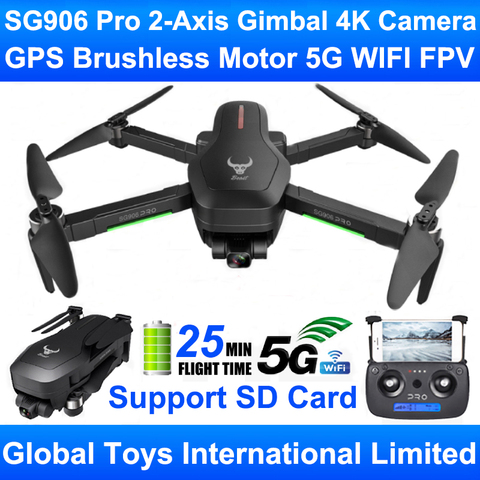 Квадрокоптер ZLRC Beast SG906 Pro с бесщеточным двигателем, GPS, Wi-Fi, FPV, 2-осевым гиростабилизатором, профессиональная камера 4K HD, Радиоуправляемый ква... ► Фото 1/6