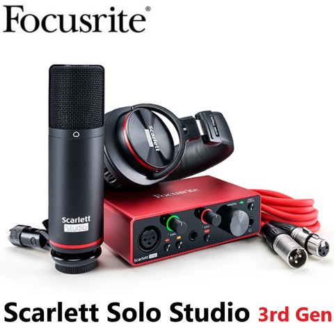 Звуковая карта Focusrite Scarlett Solo Studio 3rd Gen, 2 входа/2 выхода, USB аудио интерфейс с конденсаторным микрофоном и наушниками ► Фото 1/6