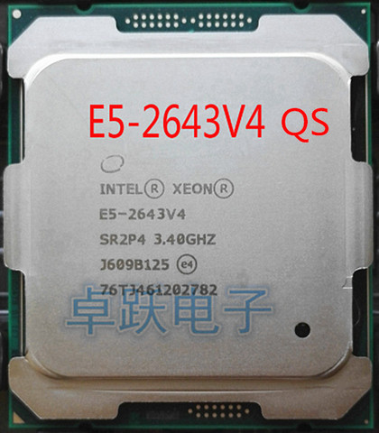 Оригинальный процессор Intel Xeon E5 2643V4, QS, 3,40 ГГц, 6 ядер, 20 МБ, SmartCache E5 2643, V4, QS, ГГц, TPD, 135 Вт, бесплатная доставка ► Фото 1/2